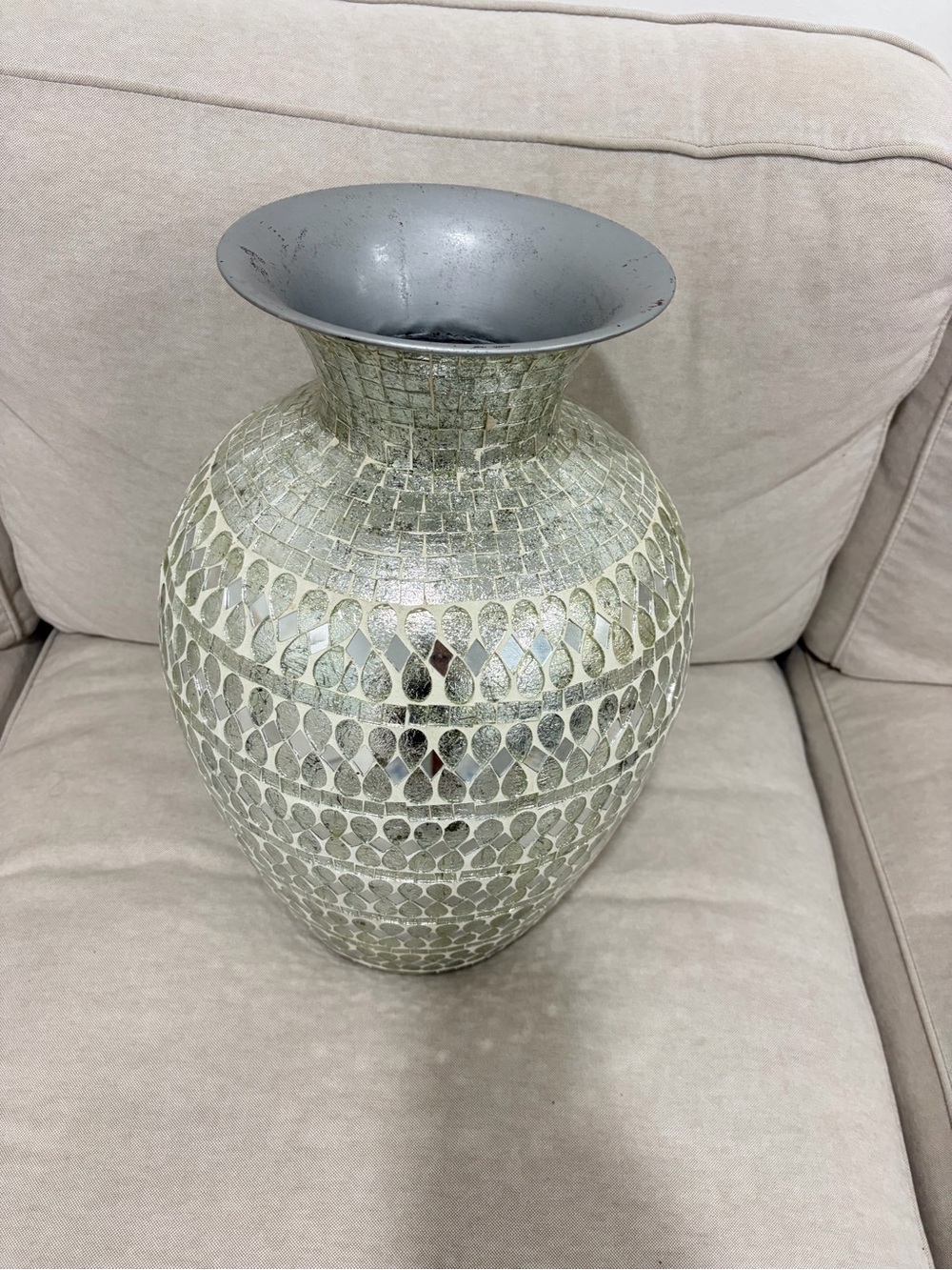 Home Accents Silver Mosaic Floor Vase - Reflective Decorative Accent